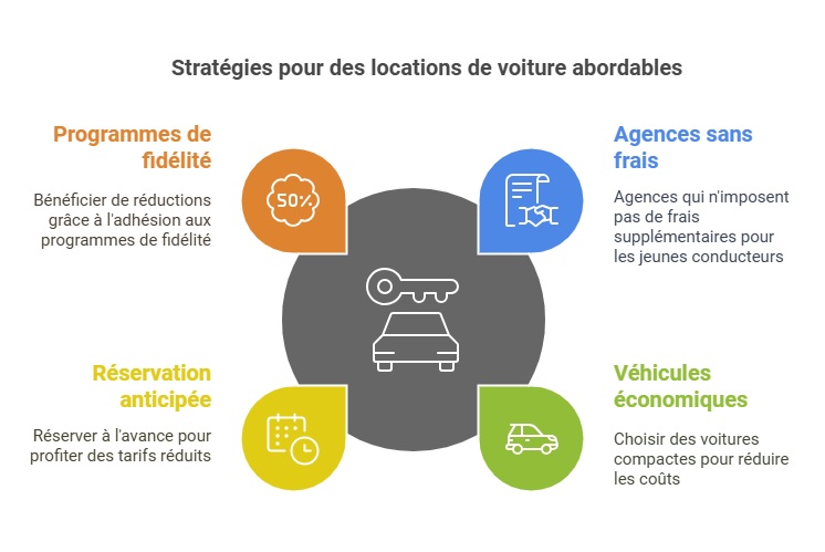 Infographie pour optimiser les coûts de location de voiture pour les jeunes conducteurs